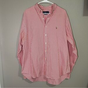 Ralph Lauren red classic fit 100% cotton button down shirt men’s size XL 17.5
